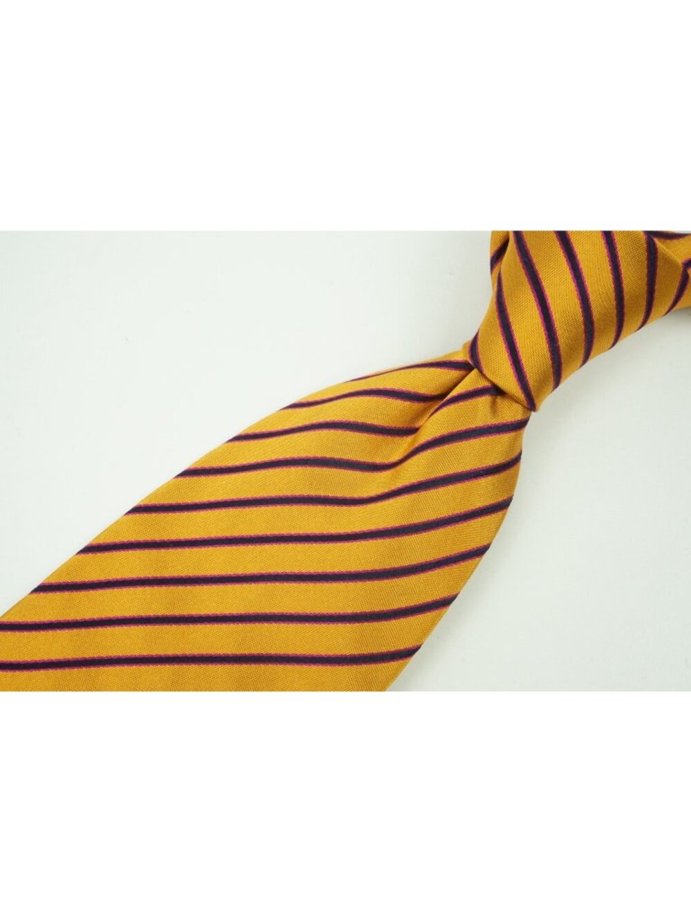 Etro Tangerine Orange Violet Dark Blue Striped 100% Silk Tie Brand New Tags